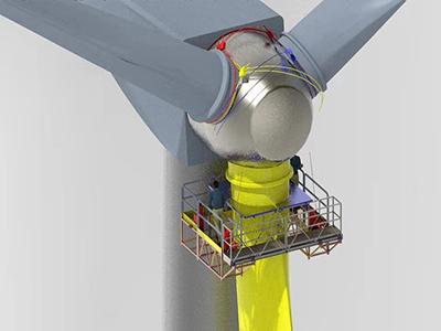 Suspended Platform on Wind Turbine Blades